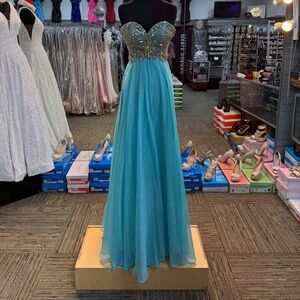 TIFFANY 46961 SZ-0 AQUA DRESS PROM/PAGENT/ FORMAL GOWN